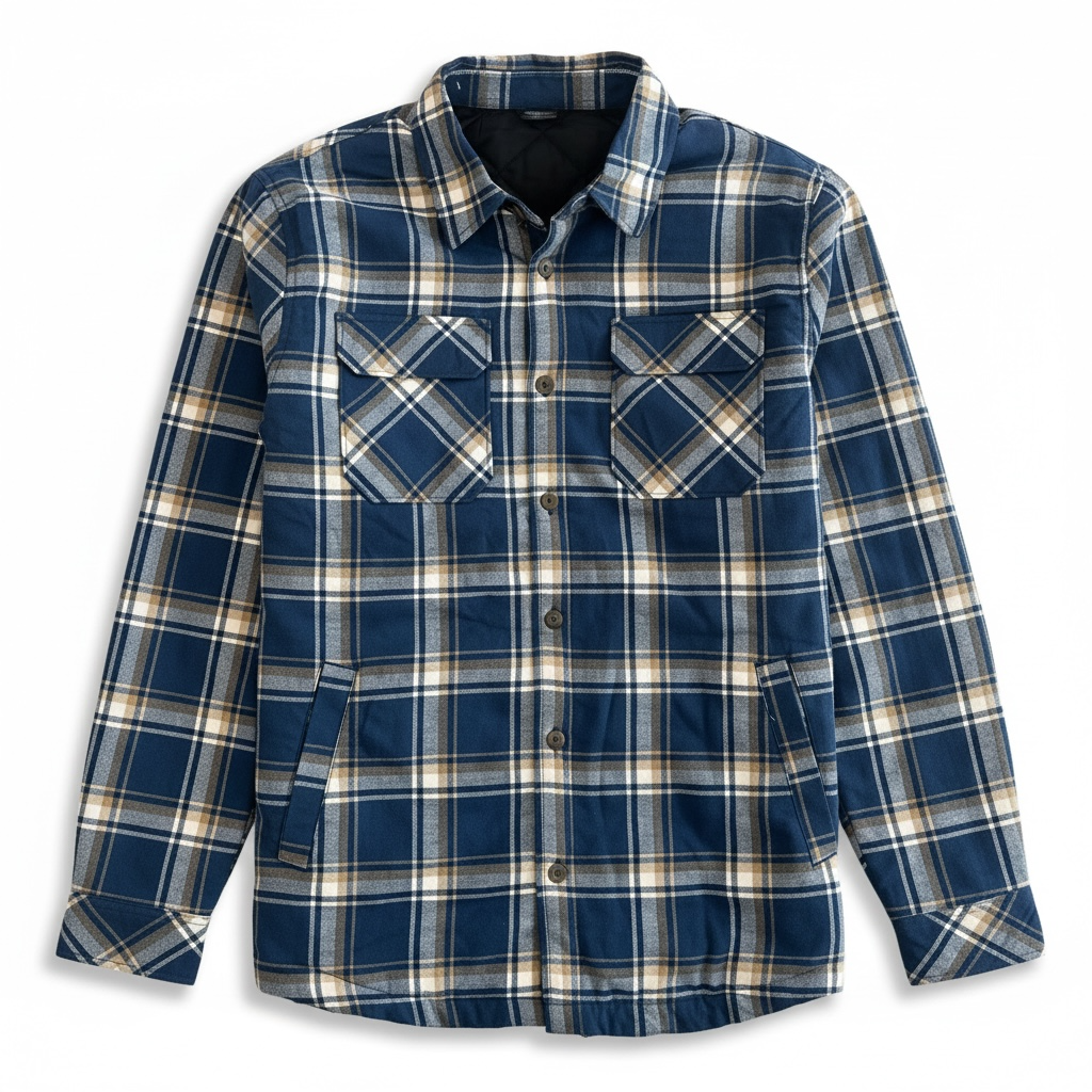 Stylo Lined Shirt Jacket - Navy Plaid