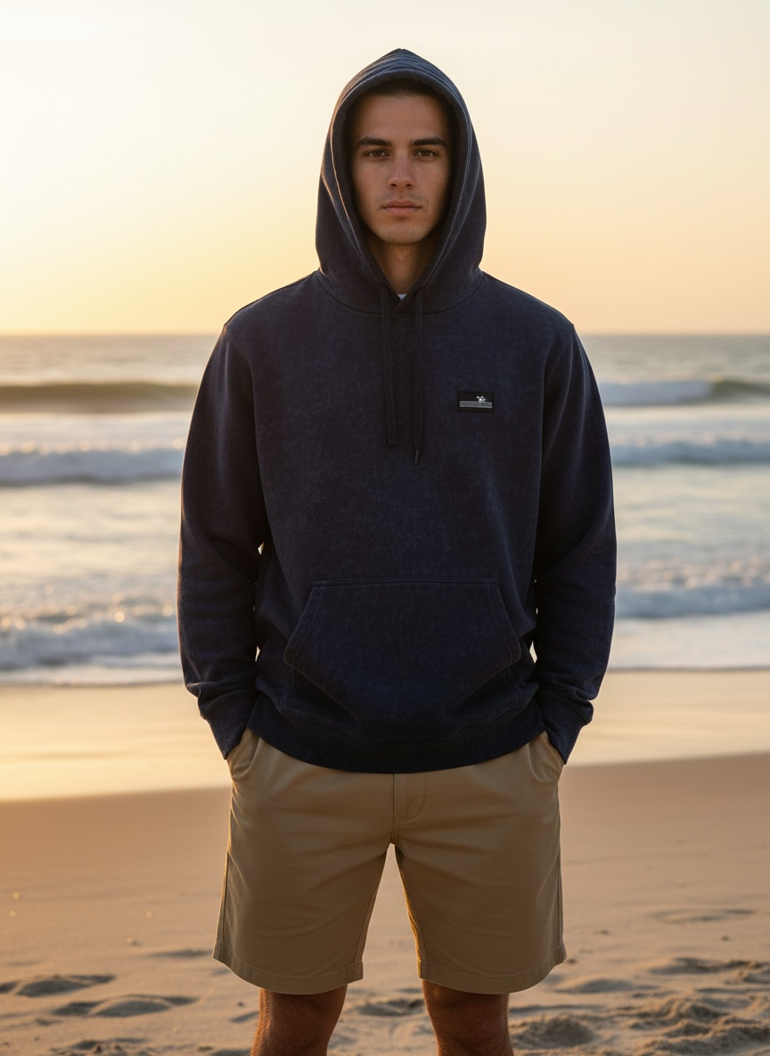 Beach Hoodie - Navy Mineral Wash